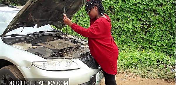  Busty ebony pays the mechanic with great sex